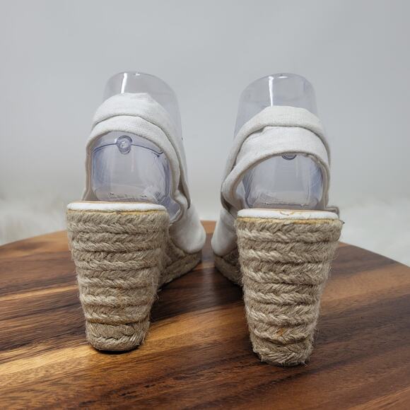 Colin Stuart Women White Fabric Upper Knotted Detail Espadrille Wedge Shoe 7.5 - Picture 3 of 8